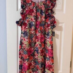 Floral Vince Camuto Dress with Ruffle Sleeves